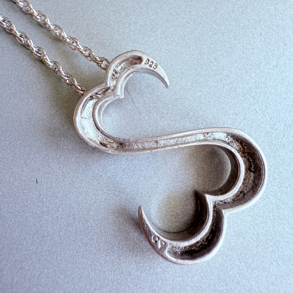 Jane Seymour Open Hearts Sterling Silver 925 Pendant 24' Necklace - Picture 3 of 9